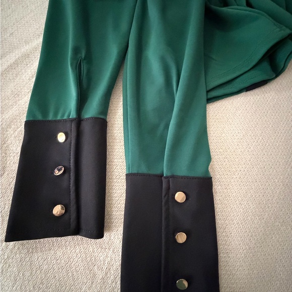 Karen Millen Emerald Green Shirt Dress with Black Trim - Picture 12 of 15